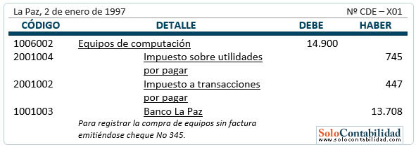 Registros contables - adquisición de bienes a medio uso sin factura