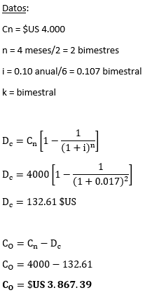 Matemáticas Financieras. - Ejercicios Resueltos Descuento a interés compuesto, Solocontabilidad.com