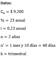 Matemáticas Financieras. - Monto a interés compuesto para periodos mixtos