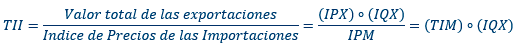 Números índice, Índices del Comercio Exterior, Términos de Intercambio de Ingreso, Solocontabilidad.com