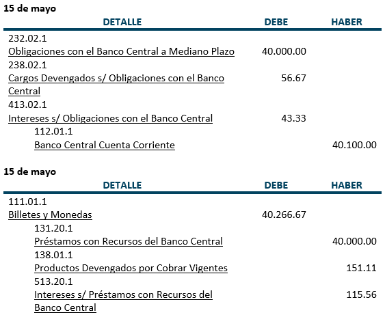 Ejercicio 1 - Registros Diario - Prestamos con recursos del Banco Central y otras instituciones financieras