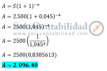 Valor actual - Matemáticas financieras, soluciones problemas ejercicios - lista de problemas 10.  www.solocontabilidad.com