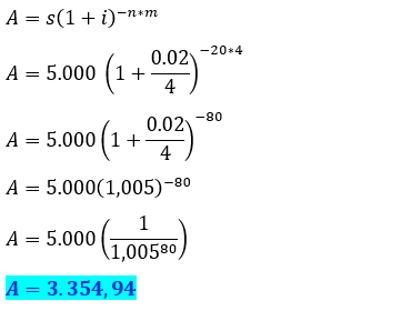 Valor actual, capitalizable trimestralmente - Matemáticas financieras, soluciones problemas ejercicios - lista de problemas 10.  www.solocontabilidad.com
