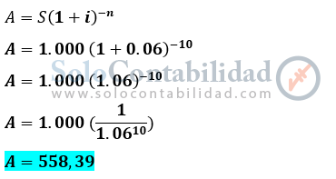 capitalizable anualmente, tasa de descuento simple - Matemáticas financieras, soluciones problemas ejercicios - lista de problemas 10.  www.solocontabilidad.com